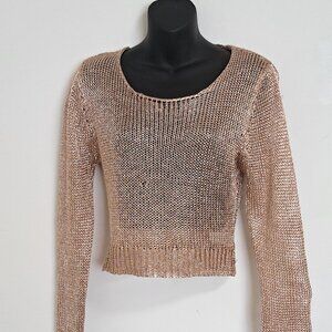Windsor Metallic Knit Sweater in Rose Gold